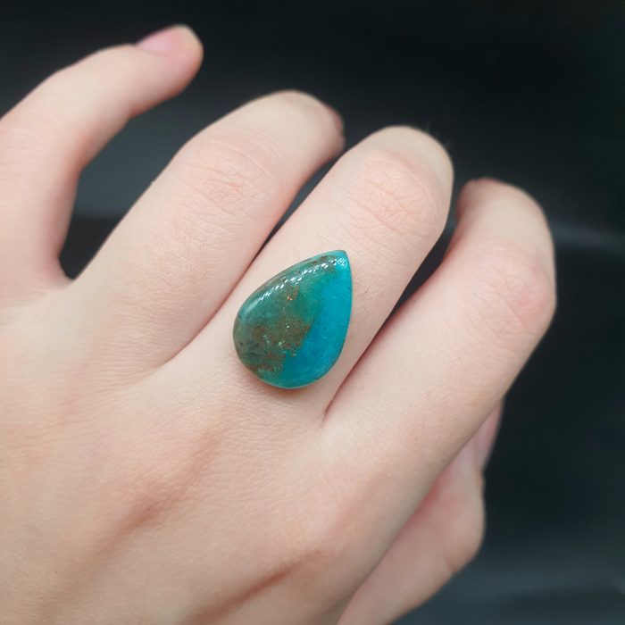 6.08 ct, Peruvian Blue Opal teardrop cabochon - Image 2