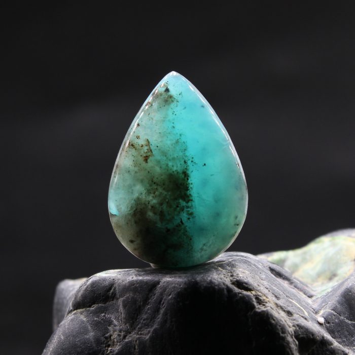 6.08 ct, Peruvian Blue Opal teardrop cabochon