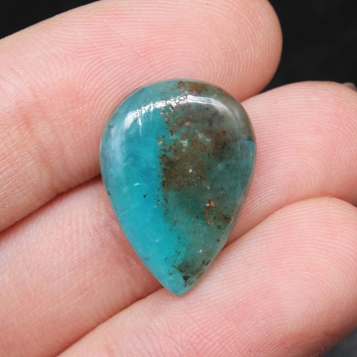 6.08 ct, Peruvian Blue Opal teardrop cabochon - Image 3