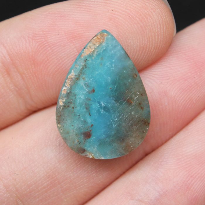 6.08 ct, Peruvian Blue Opal teardrop cabochon - Image 5